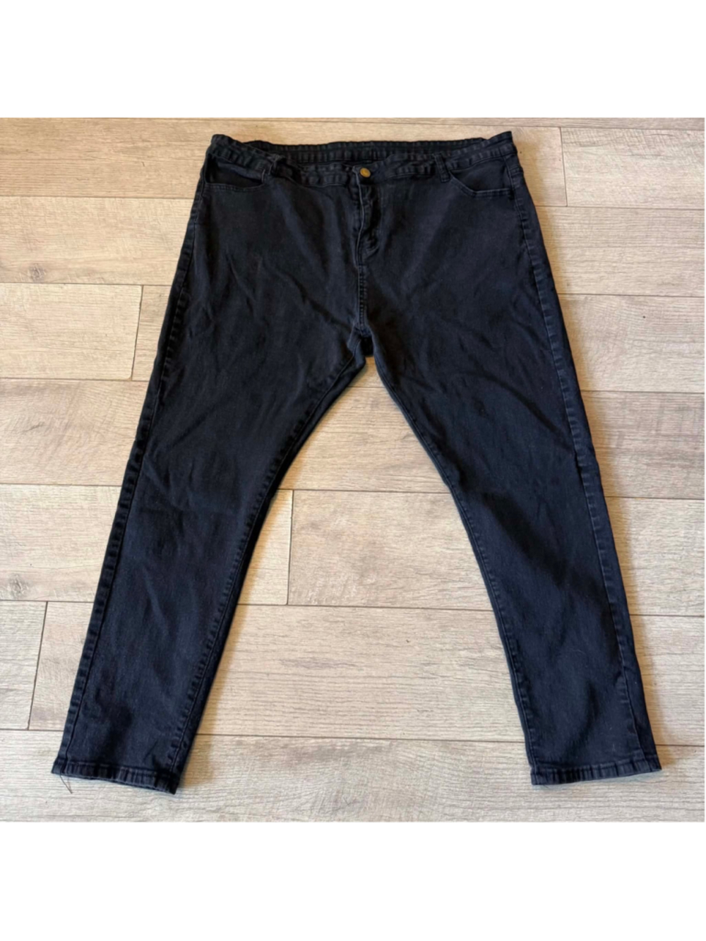 Men’s Black Stretch Jeans Size 5XL Slim Straight Leg 5 Pocket Cotton Blend